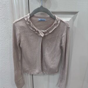 Mayoral Metallic Beige Knit Cardigan